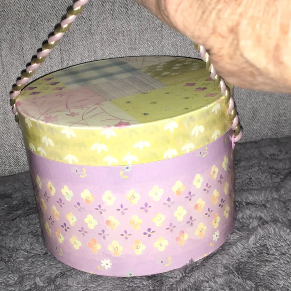 Easter Colors Lidded Box With Handle NWOT